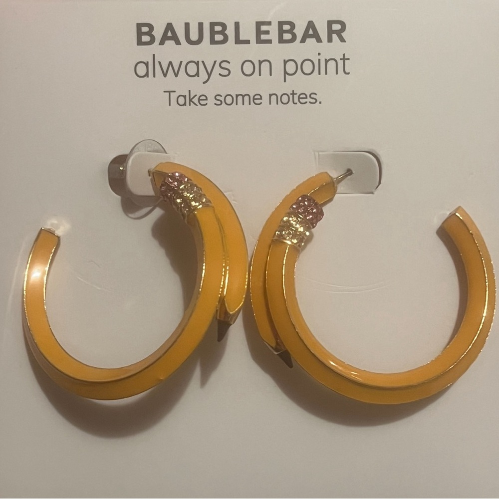BaubleBar Mustard and Gold Hoop Earrings